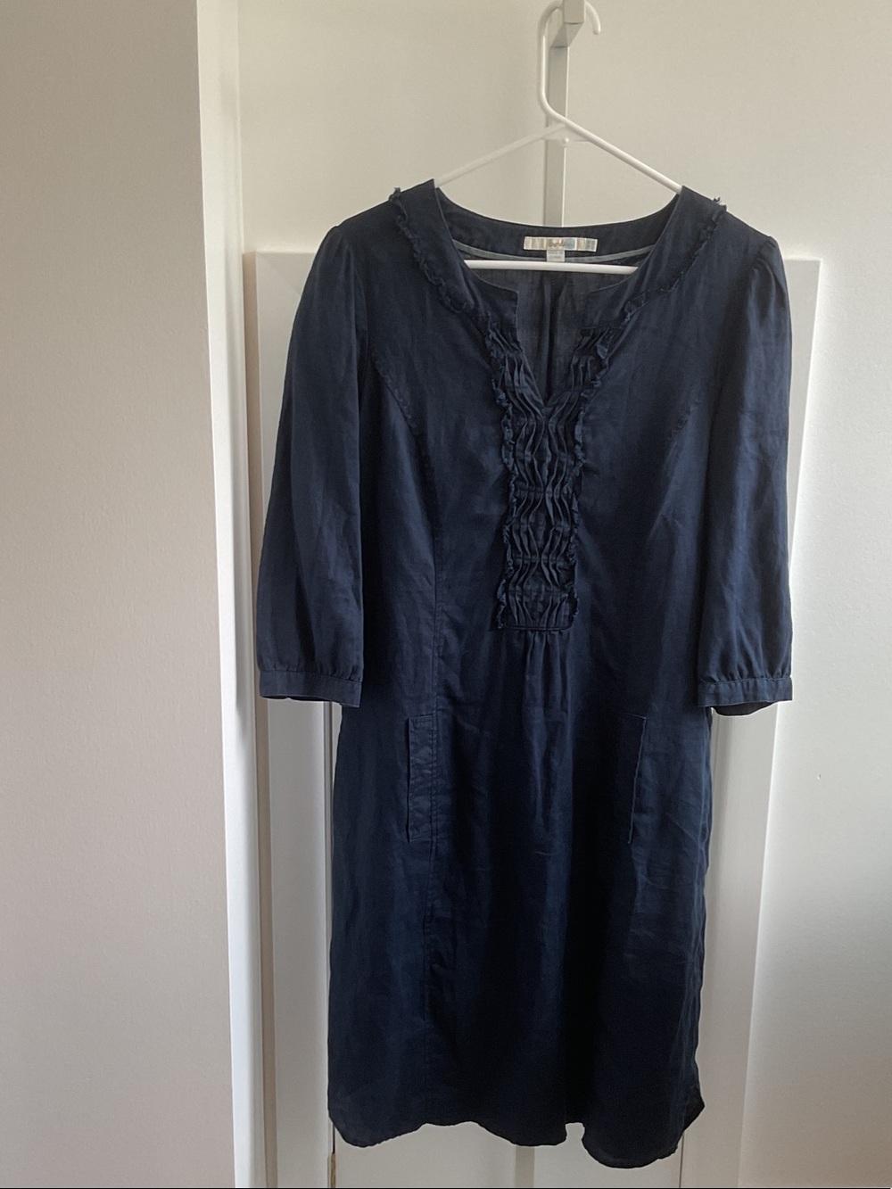 Boden Navy 100% Linen Dress US 10